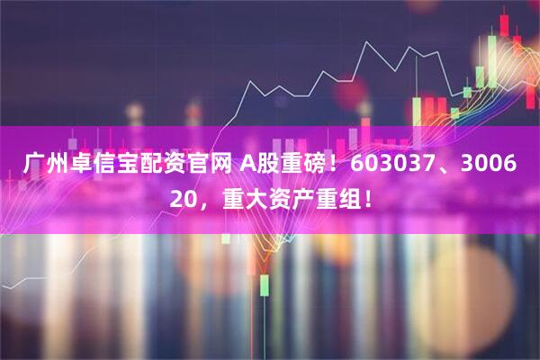 广州卓信宝配资官网 A股重磅！603037、300620，重大资产重组！