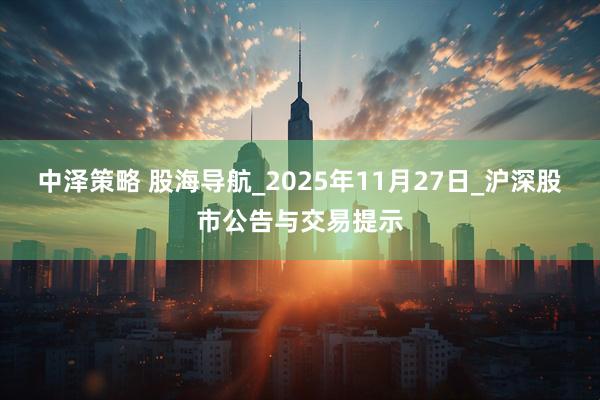 中泽策略 股海导航_2025年11月27日_沪深股市公告与交易提示